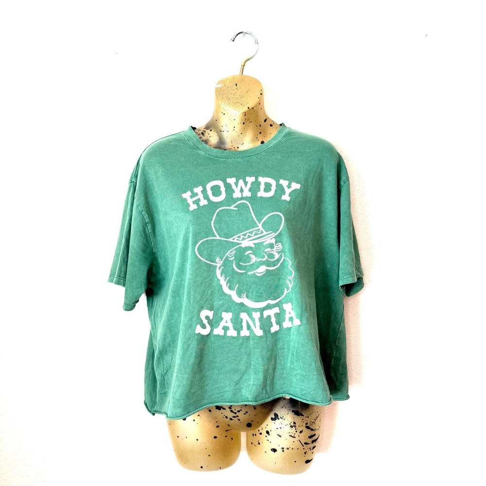 Vintage Style Howdy Santa Graphic Tee | Western Christmas Shirt Size XL